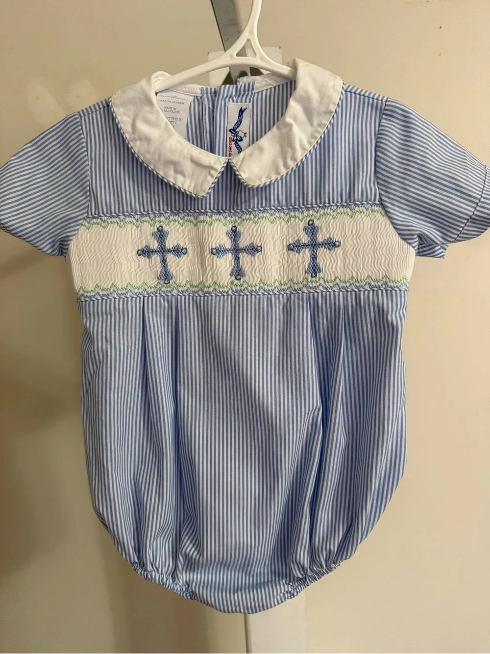 Silly Goose Smocked Crosses Bubble Romper